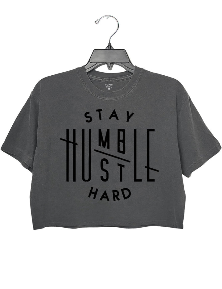 Stay Humble Hustle Hard Crop Hoodie