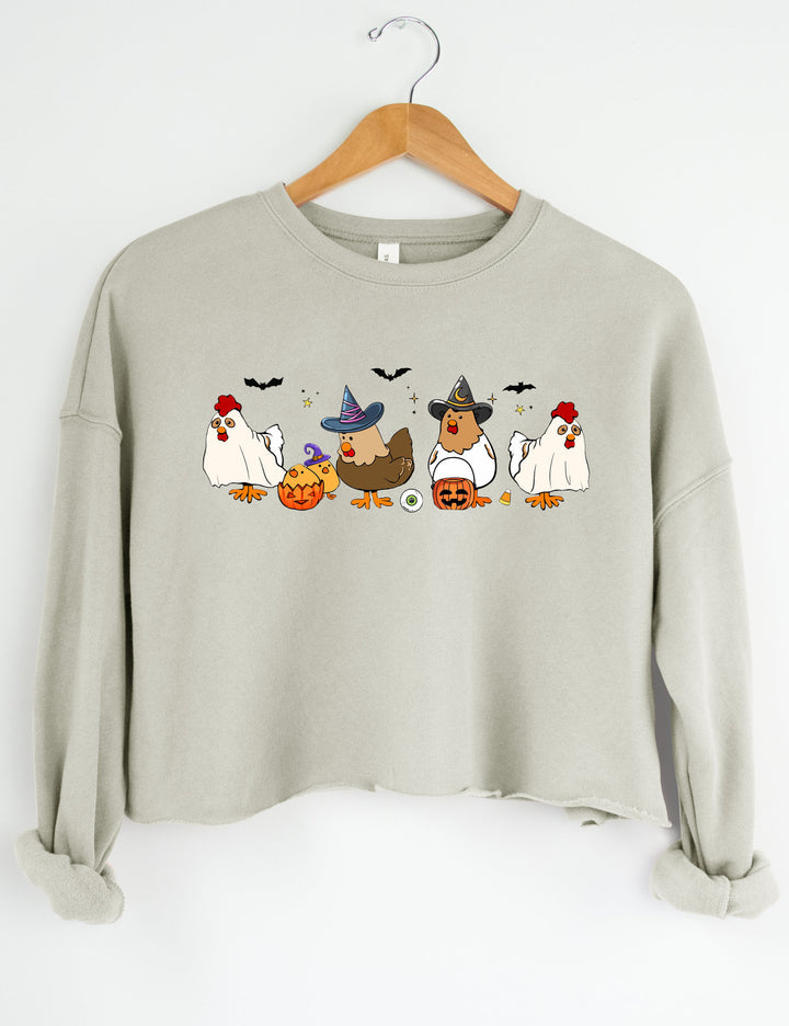 Halloween Chickens Crop Sweatshirt