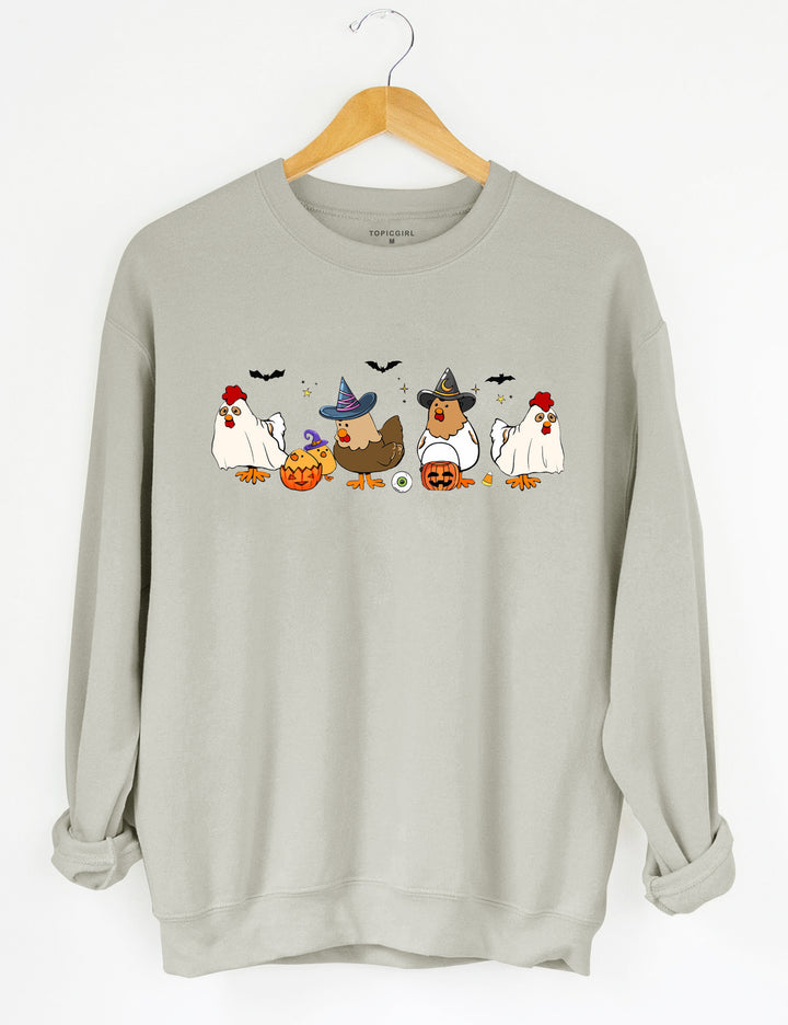 Halloween Chickens Crop Sweatshirt