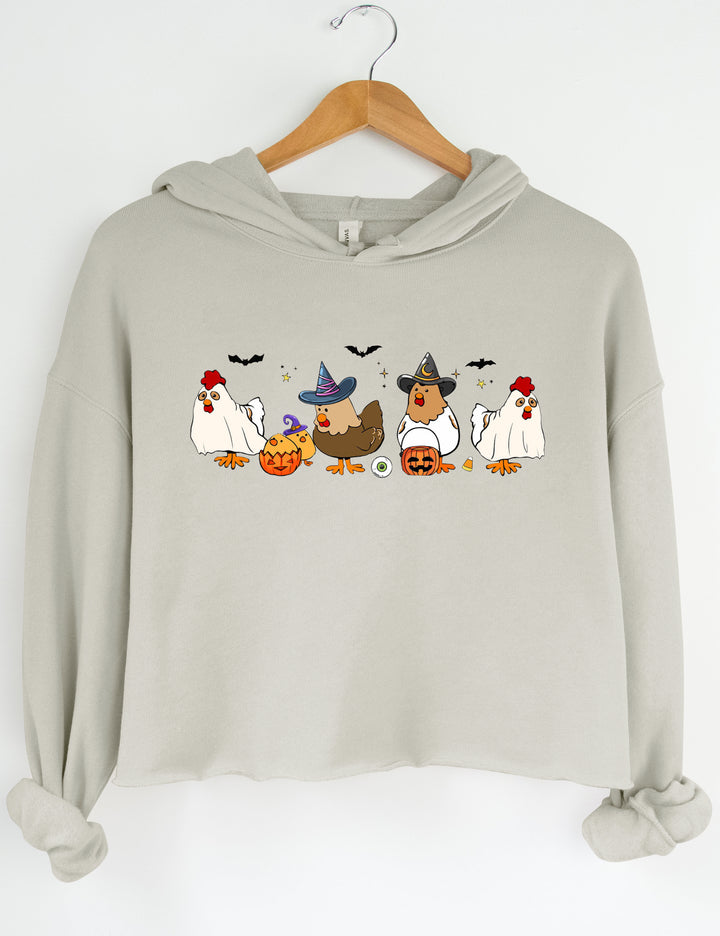 Halloween Chickens Crop Sweatshirt