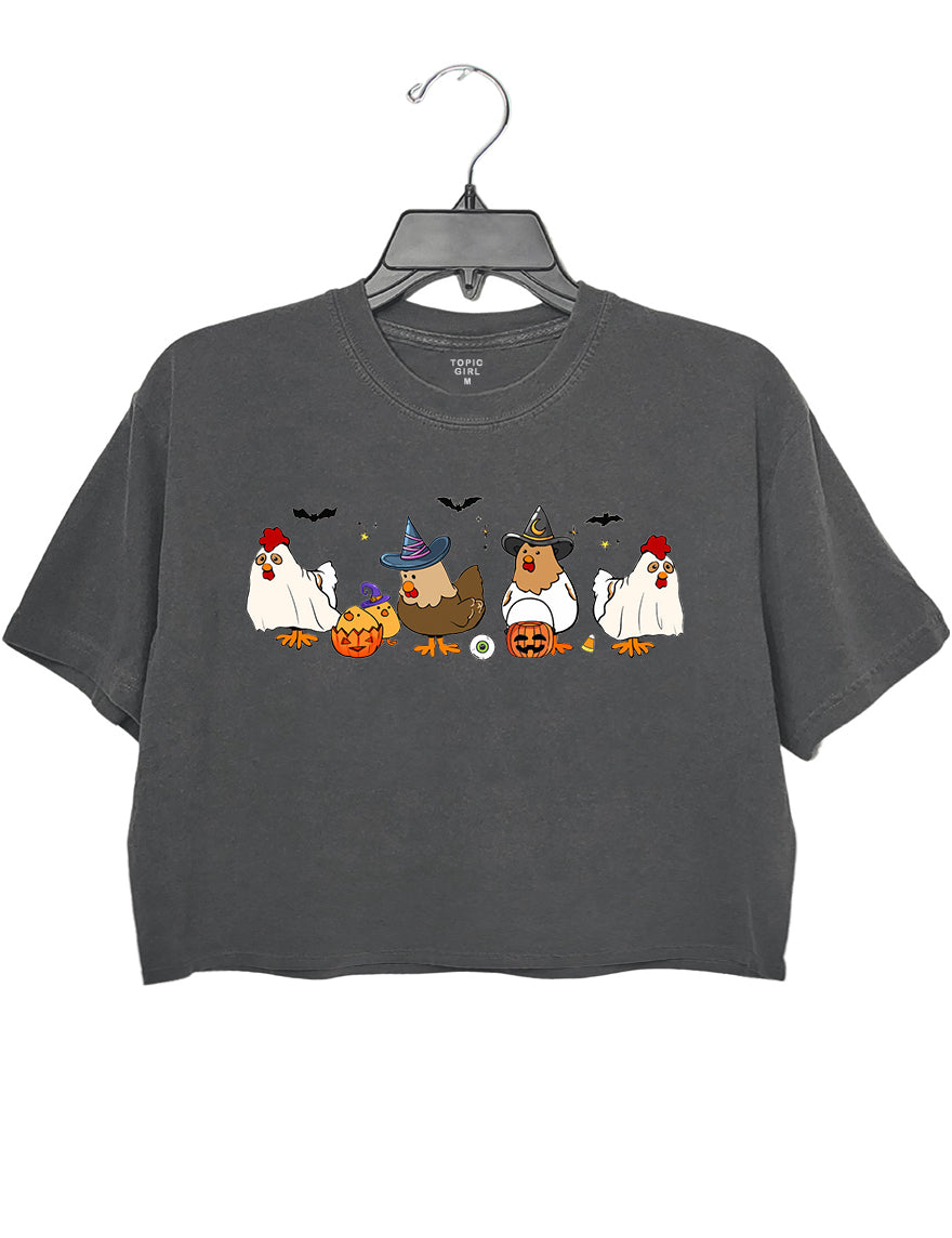 Halloween Chickens Crop Sweatshirt