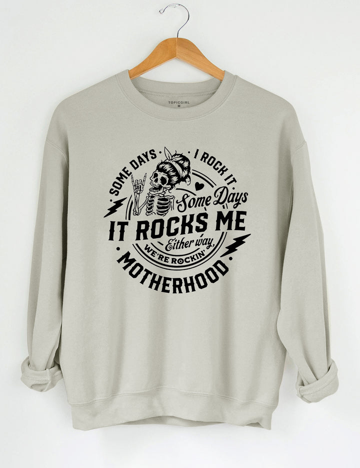 Some Days I Rock It Some Days It Rocks Me Crop Hoodie