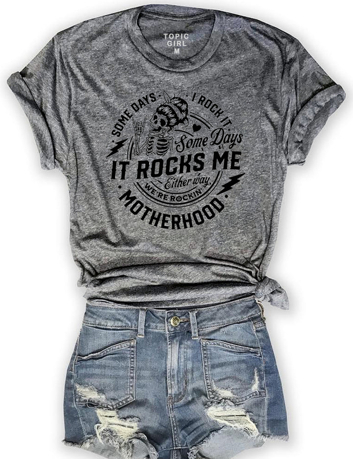 Some Days I Rock It Some Days It Rocks Me Crop Hoodie