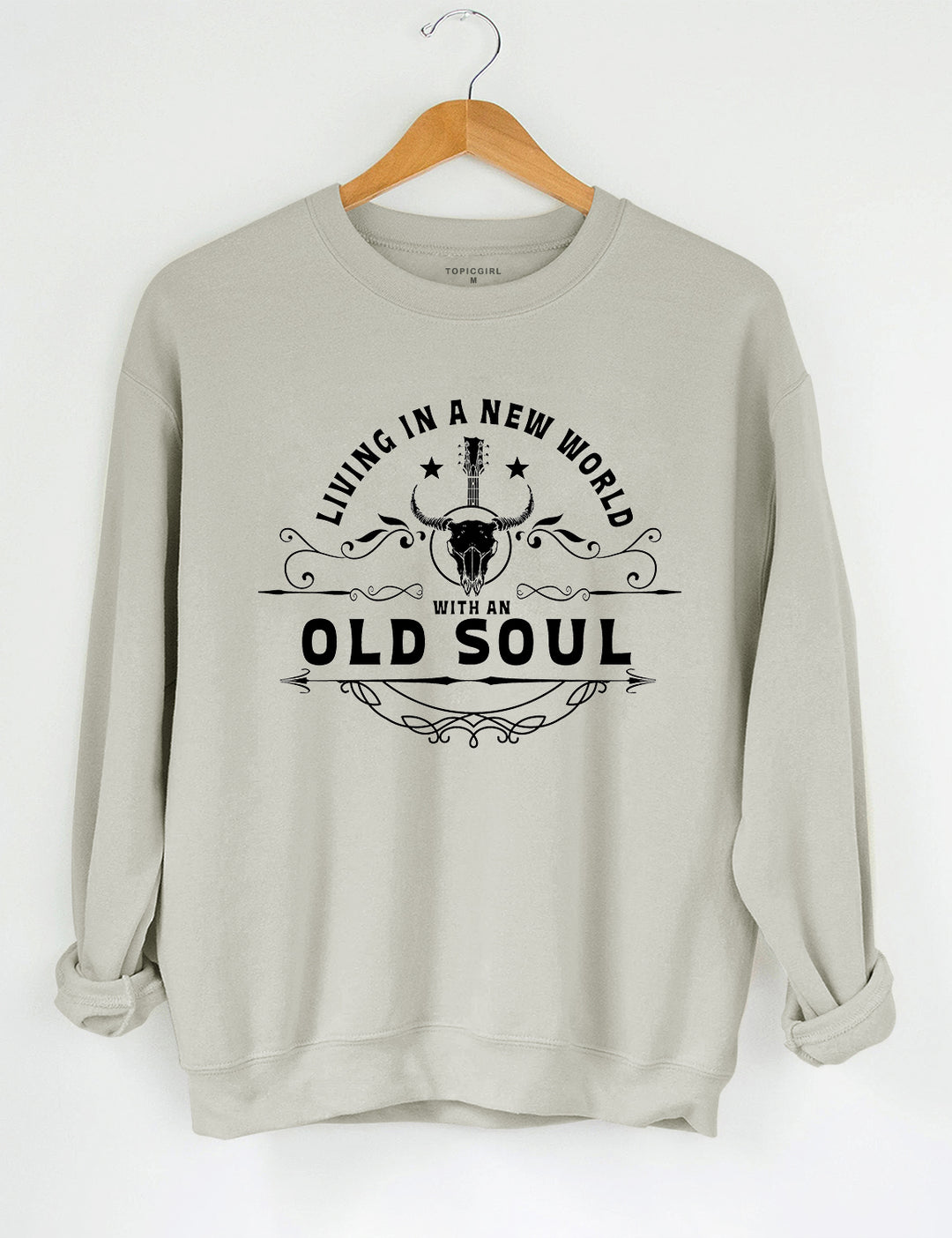 Living In A New World With An Old Soul Crop Sweatshirt