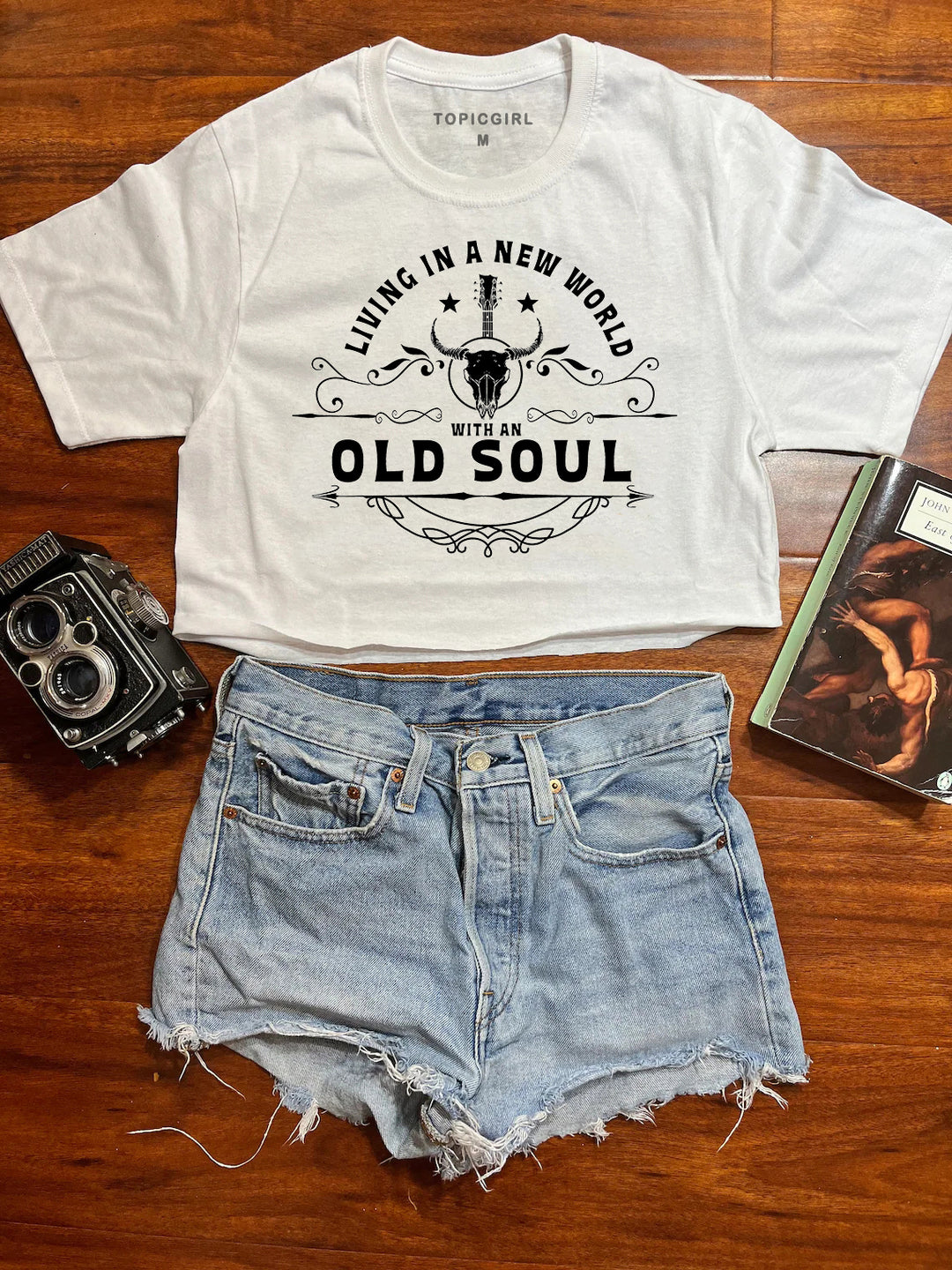 Living In A New World With An Old Soul Crop Sweatshirt