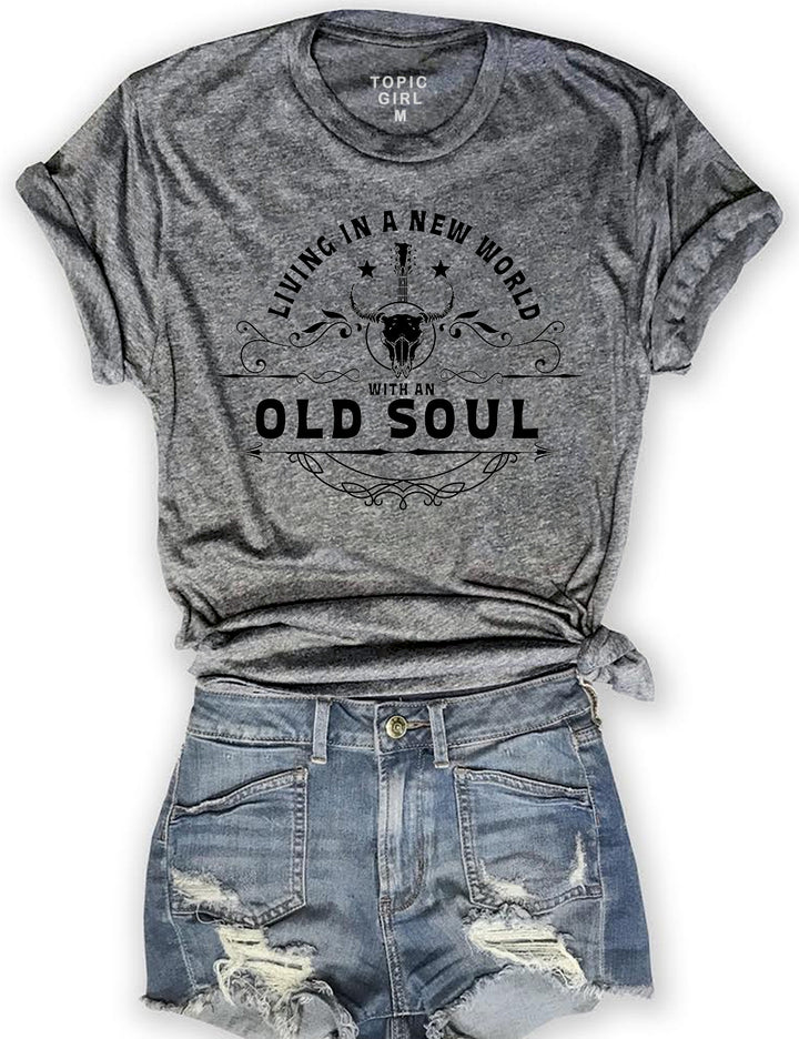 Living In A New World With An Old Soul Crop Sweatshirt