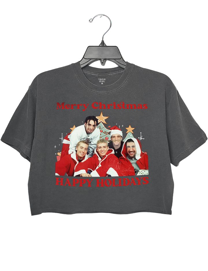 Merry Christmas Happy Holidays Crop Top