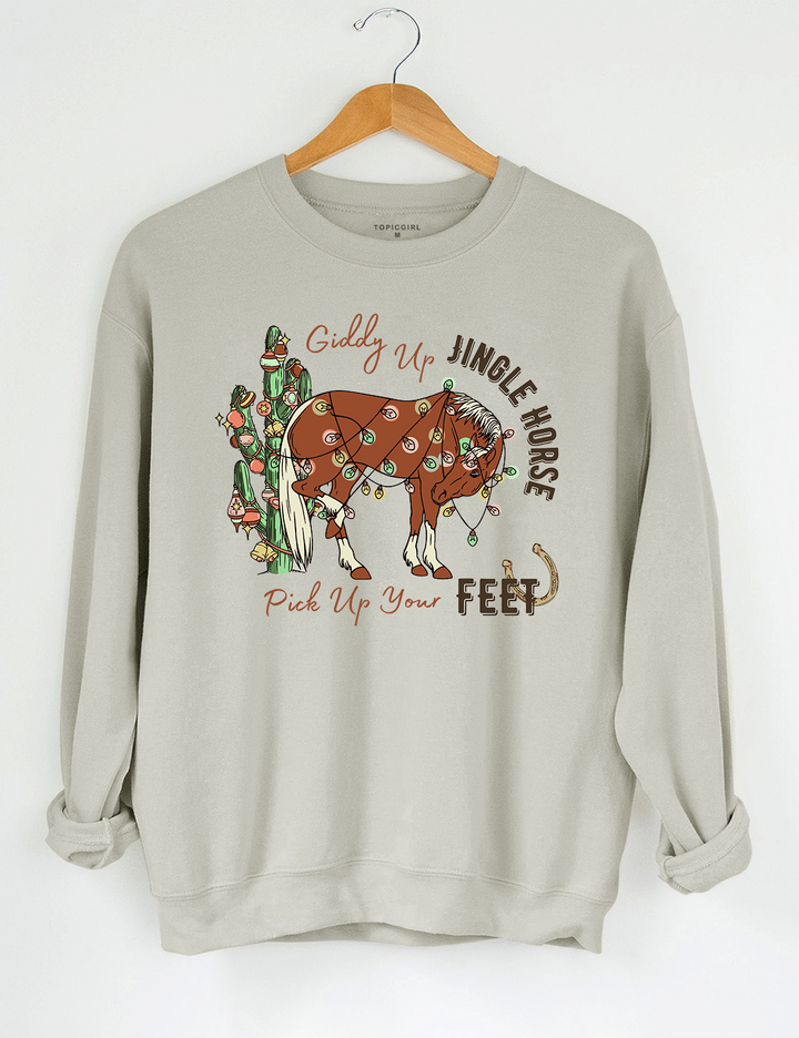 Cowboy Santa Giddy Up Jingle Horse Pick Up Your Feet Tee