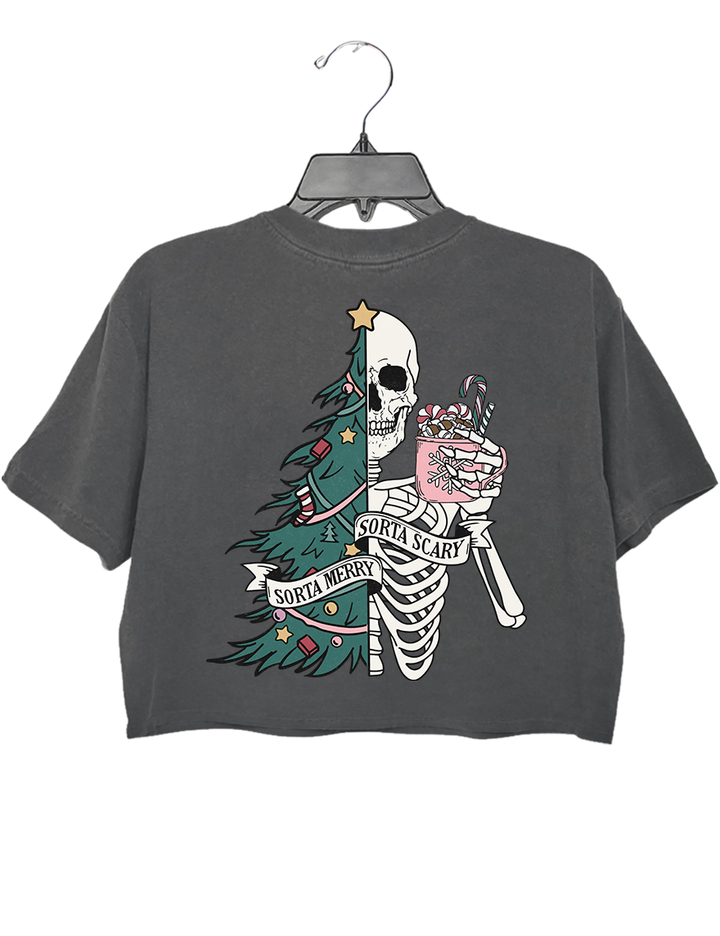 Sorta Merry Sorta Scary Christmas Crop Sweatshirt