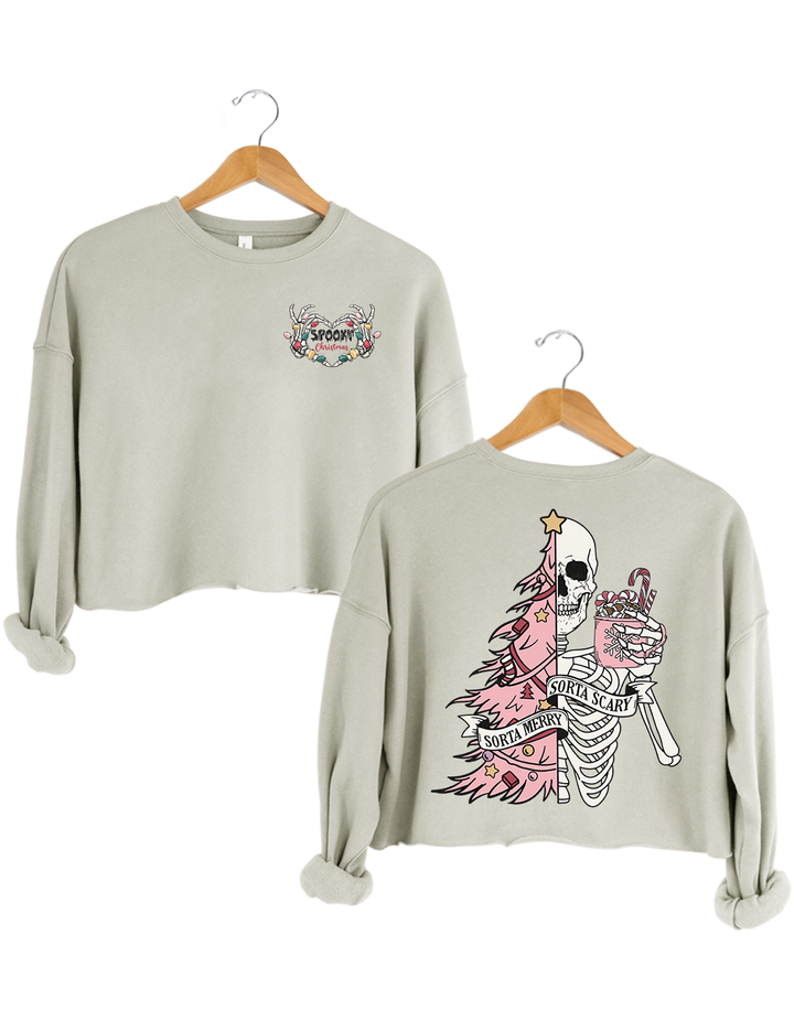 Sorta Merry Sorta Scary Christmas Crop Sweatshirt