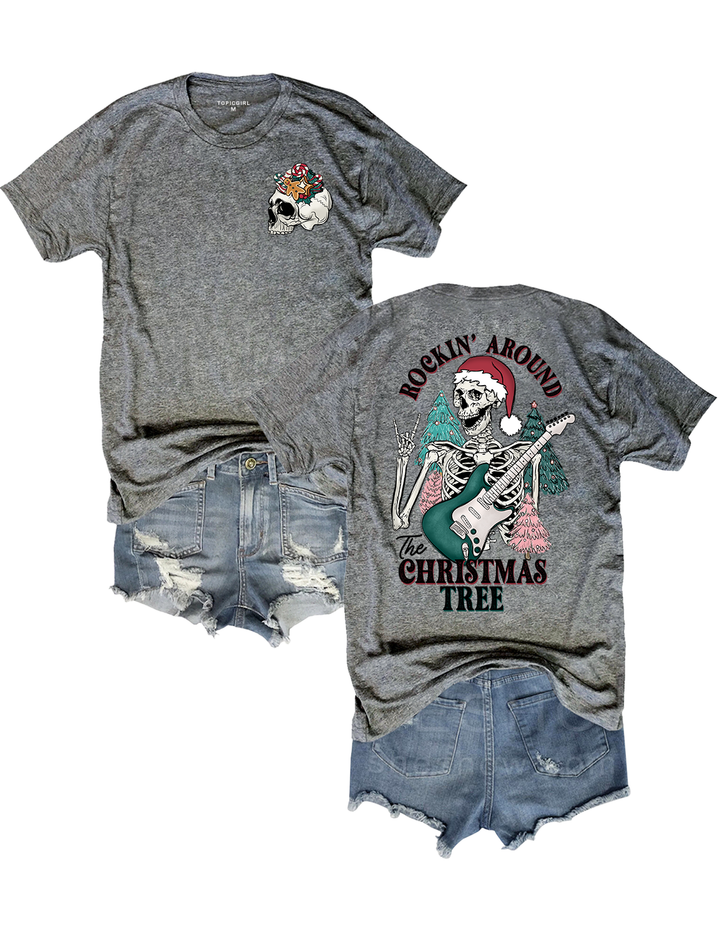 Skeleton Rockin' Around The Christmas Tree Crop Top