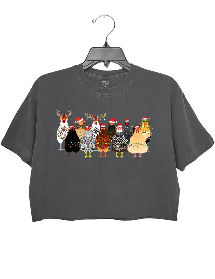 Сute Christmas Chickens Crop Top