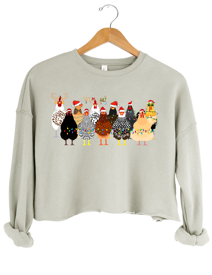 Сute Christmas Chickens Crop Top