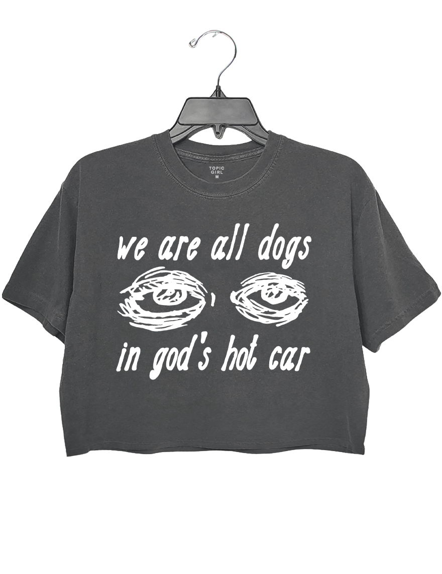 We Are All Dogs In God's Hot Car Crop Top