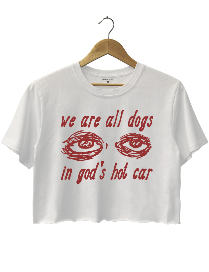 We Are All Dogs In God's Hot Car Crop Top