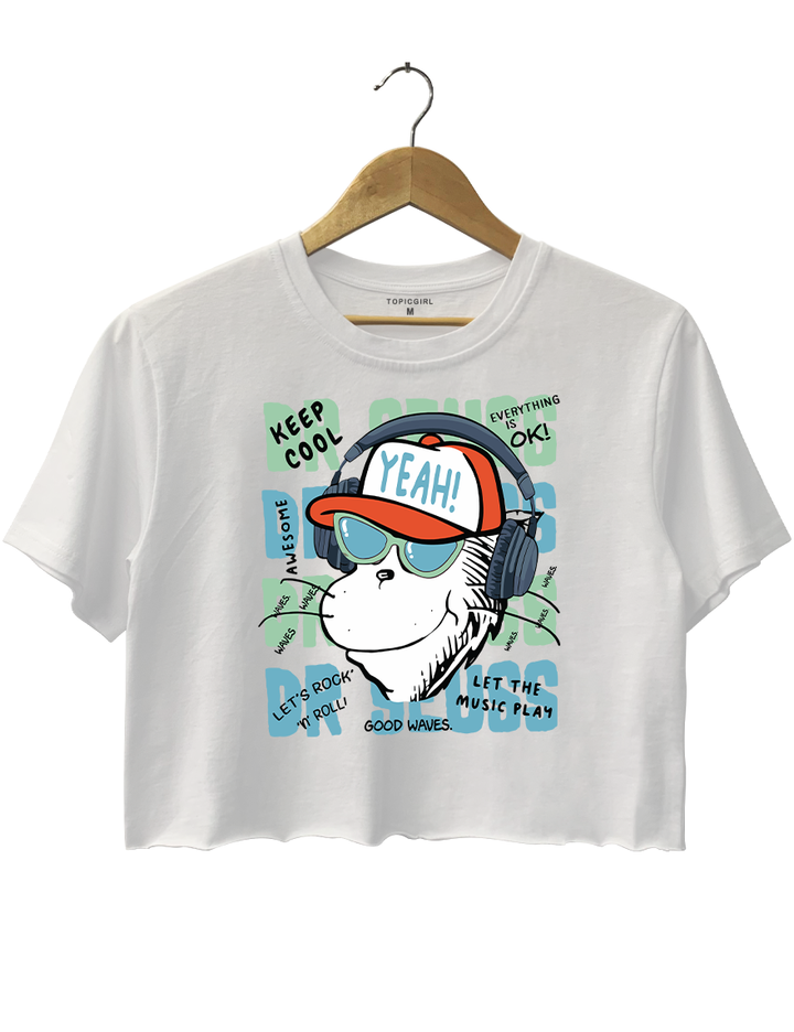 Funny Cat In The Hat Keep Cool Crop Top