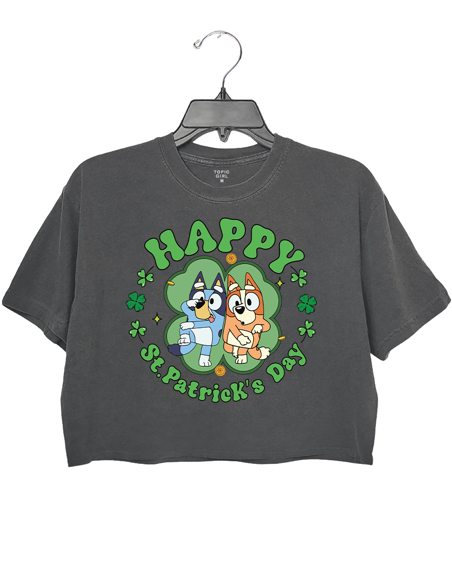 Happy St Patrick's Day Bluey Bingo Crop Top