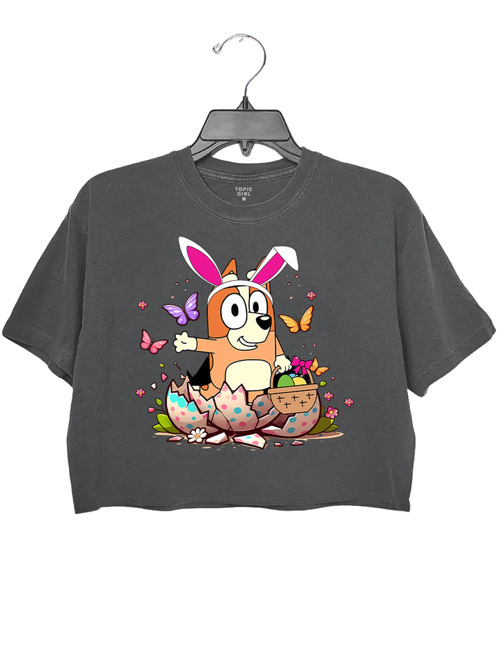 Funny Bingo Bunny Easter Eggs Vibes Crop Top