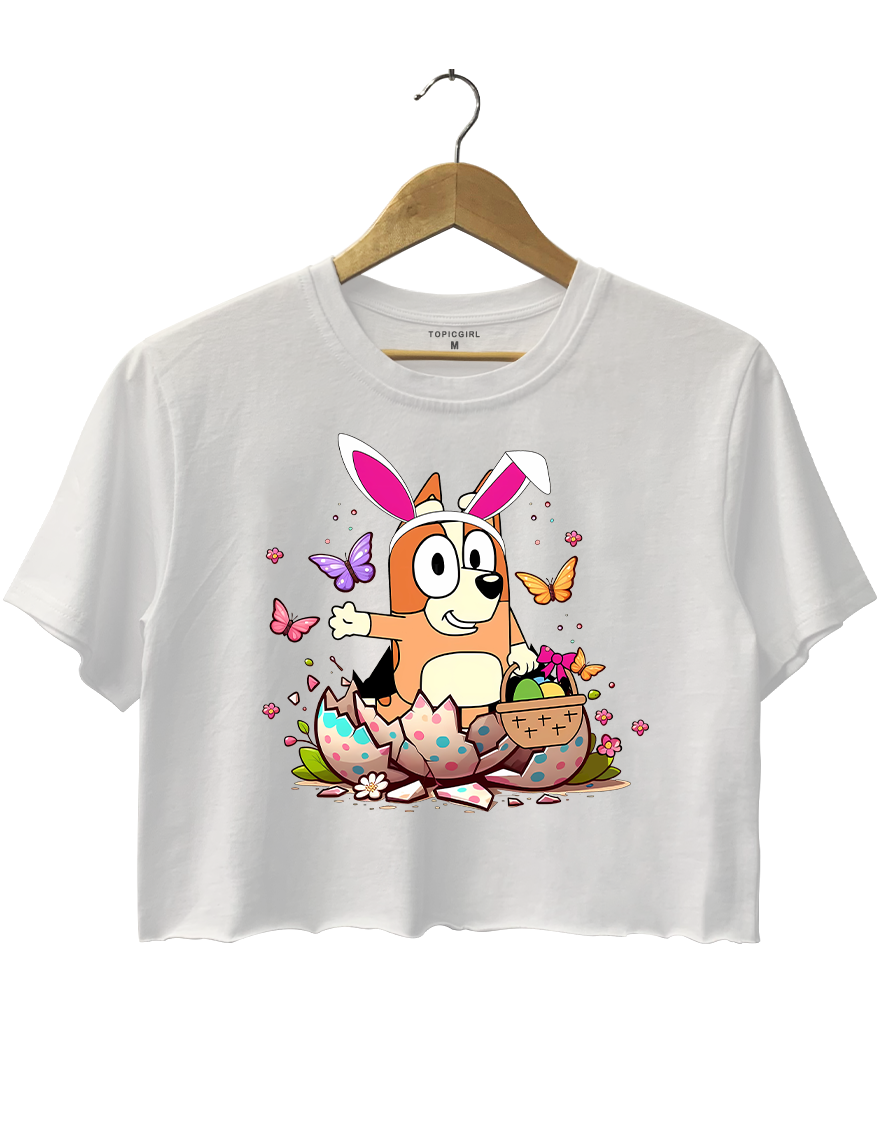 Funny Bingo Bunny Easter Eggs Vibes Crop Top