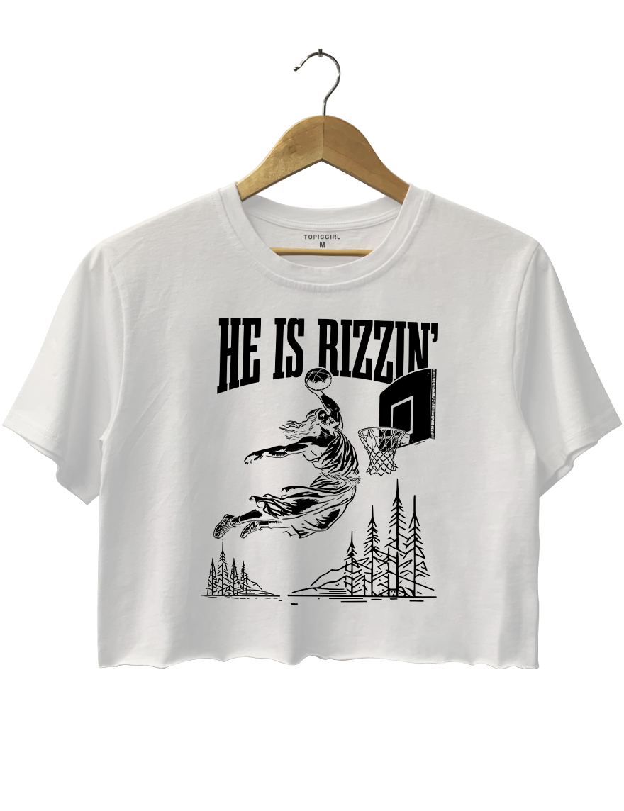 He ls Rizzin Jesus Playing Basketball Crop Top