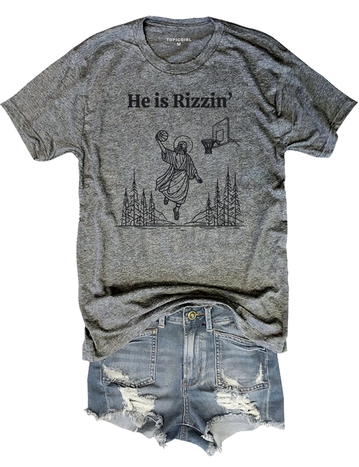 He Is Rizzin Funny Easter Jesus Playing Basketball Crop Top