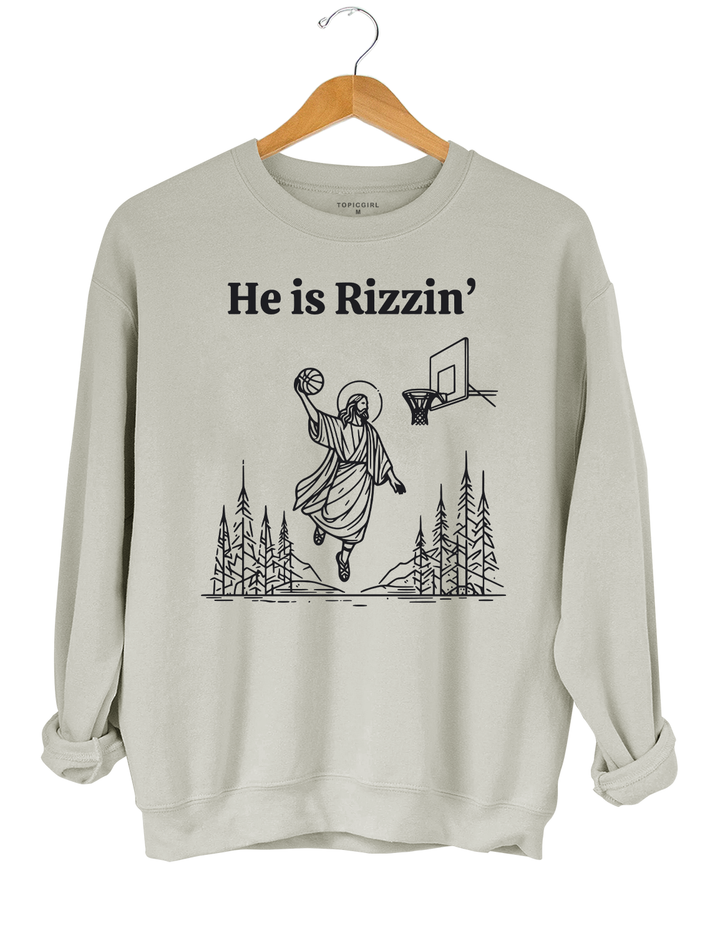 He Is Rizzin Funny Easter Jesus Playing Basketball Crop Top