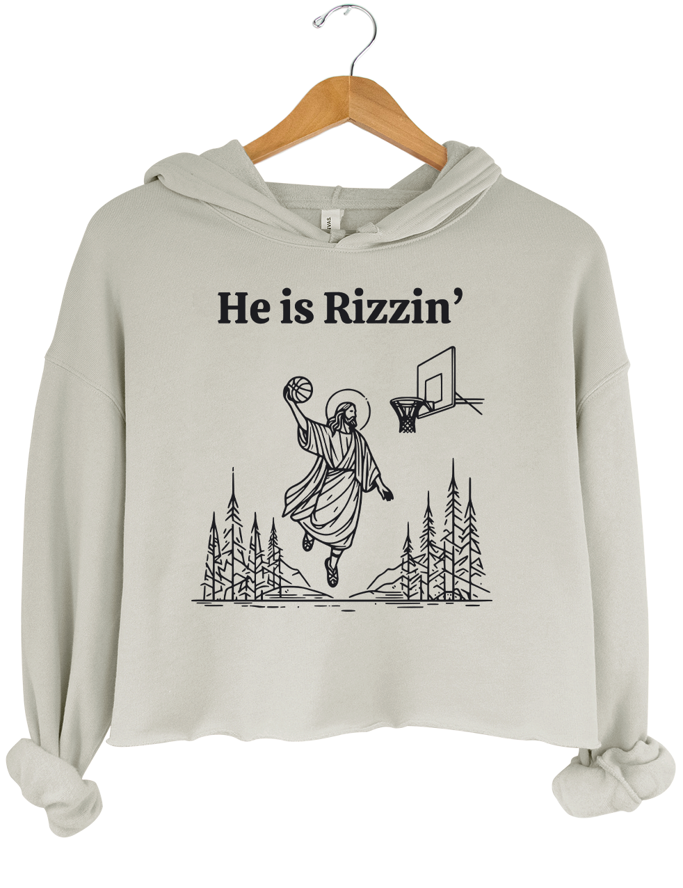 He Is Rizzin Funny Easter Jesus Playing Basketball Crop Top