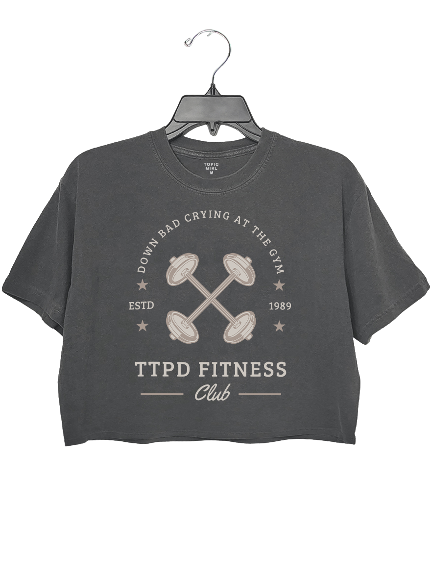 TTPD Fitness Club Down Bad Crying At The Gym Crop Top