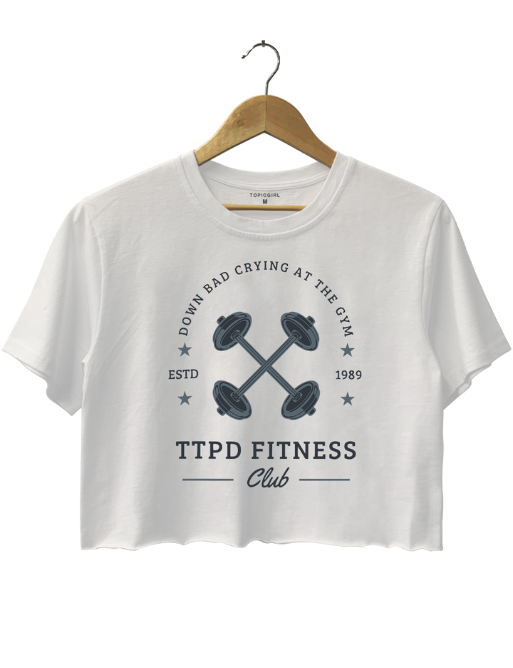 TTPD Fitness Club Down Bad Crying At The Gym Crop Top