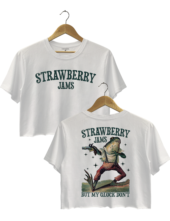 Frog Strawberry Jams But My Glock Don't Crop Top