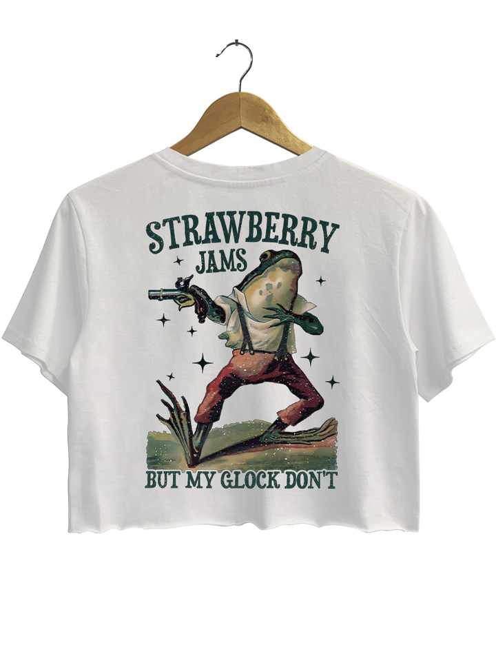 Frog Strawberry Jams But My Glock Don't Crop Top