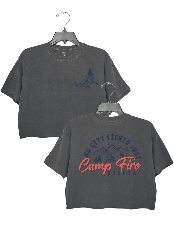 No City Lights Just Camp Fire Nights Crop Top