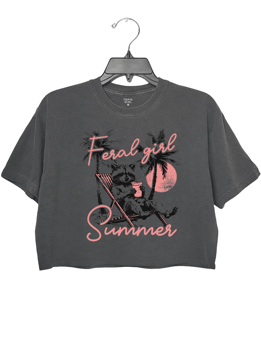 Funny Raccoon Feral Girl Summer Crop Top