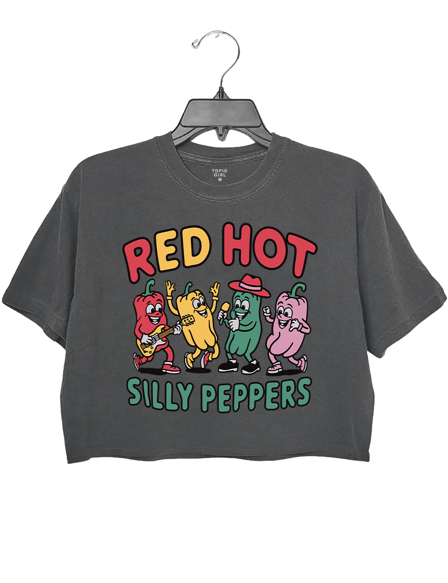 Red Hot Silly Peppers Cute Chillies Crop Top