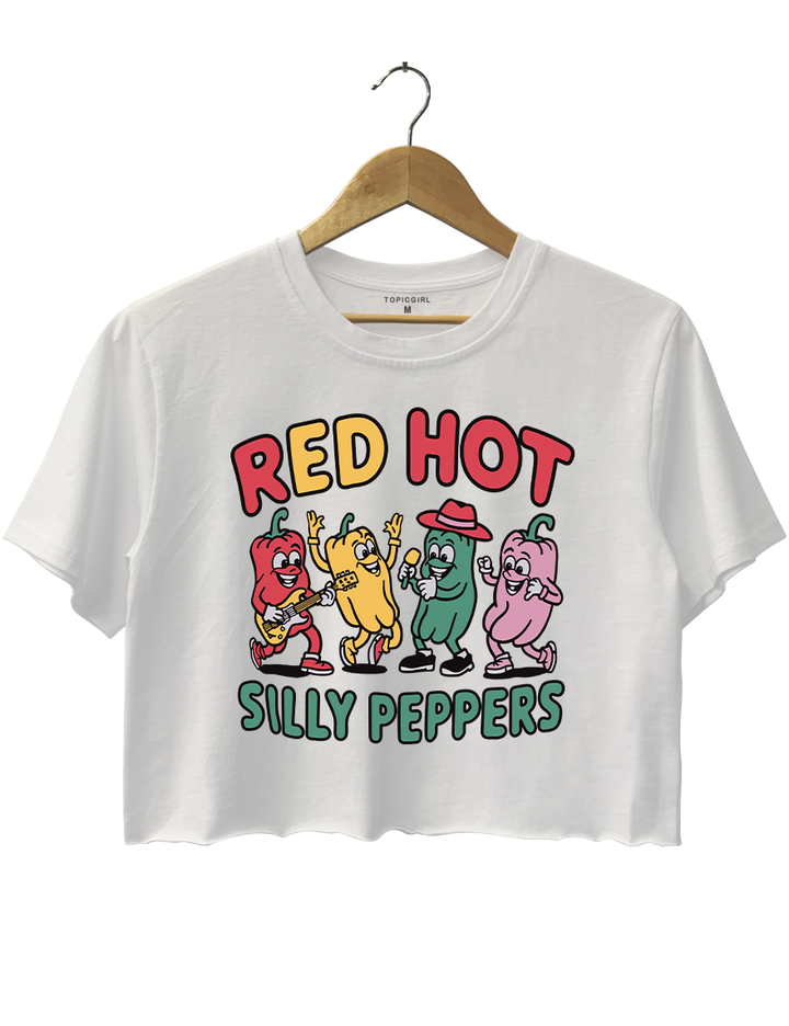 Red Hot Silly Peppers Cute Chillies Crop Top