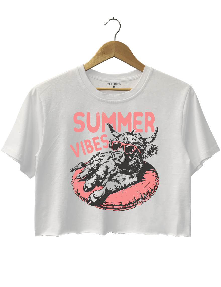 Summer Vibes Highland Cow Crop Top