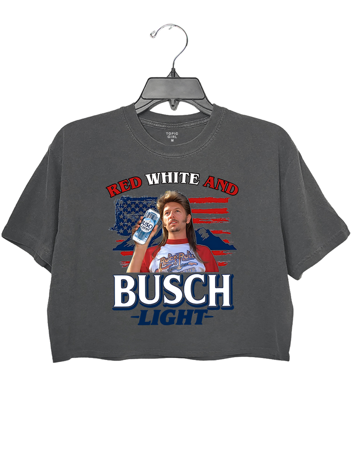 Joe Dirt Red White And Busch Light Crop Top