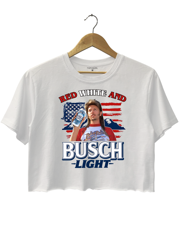 Joe Dirt Red White And Busch Light Crop Top