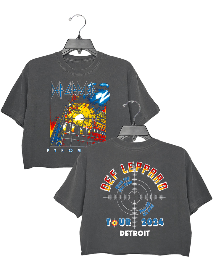 Def Leppard Pyromania Tour 2024 Detroit Crop Top