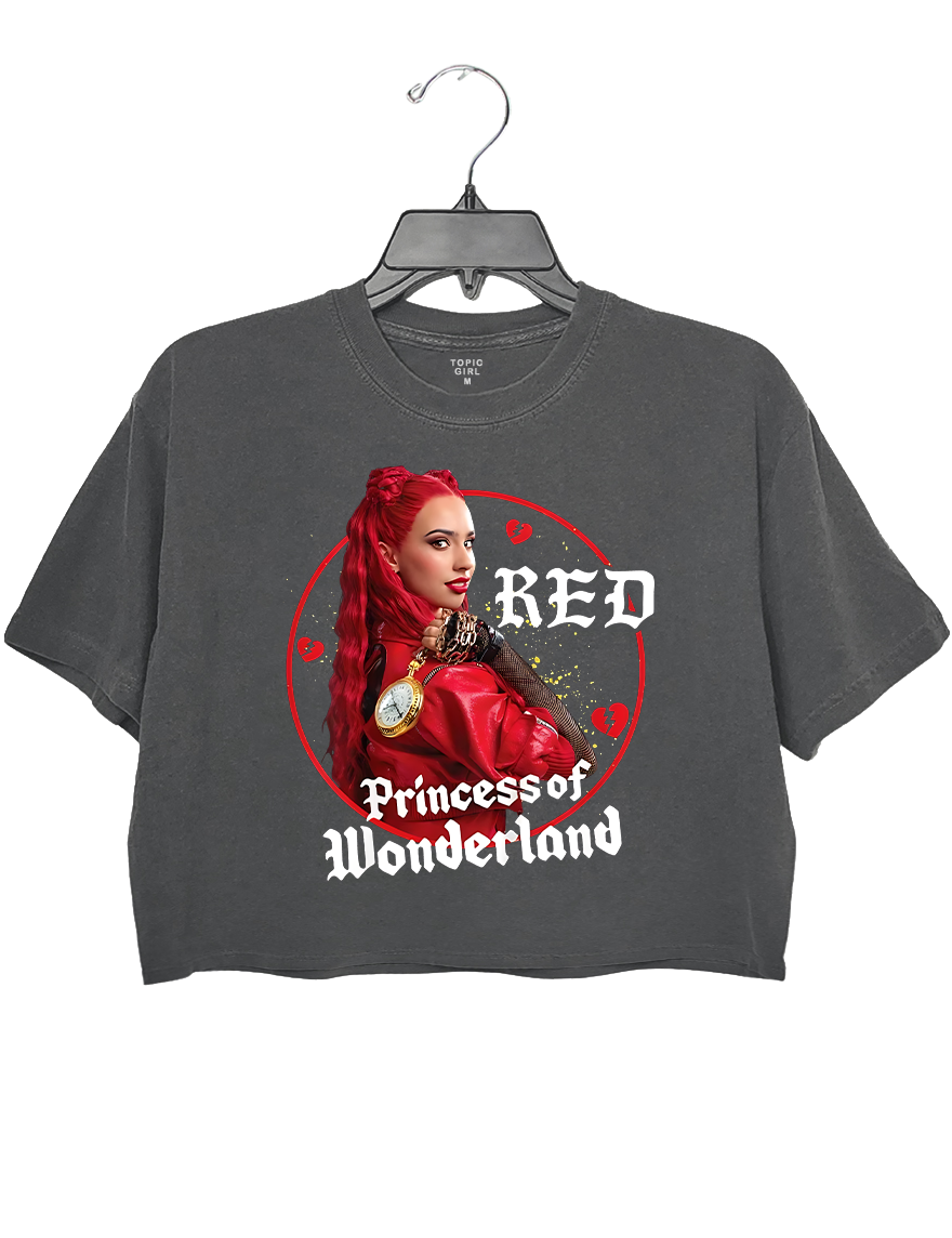 Red Princess Of Wonderland Broken Hearts Crop Top