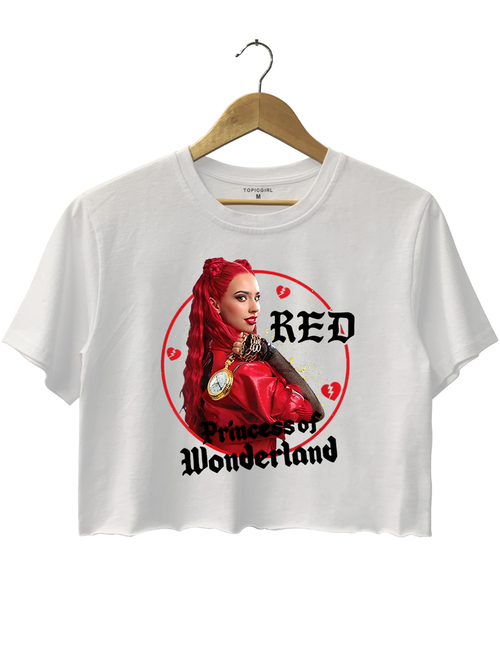 Red Princess Of Wonderland Broken Hearts Crop Top