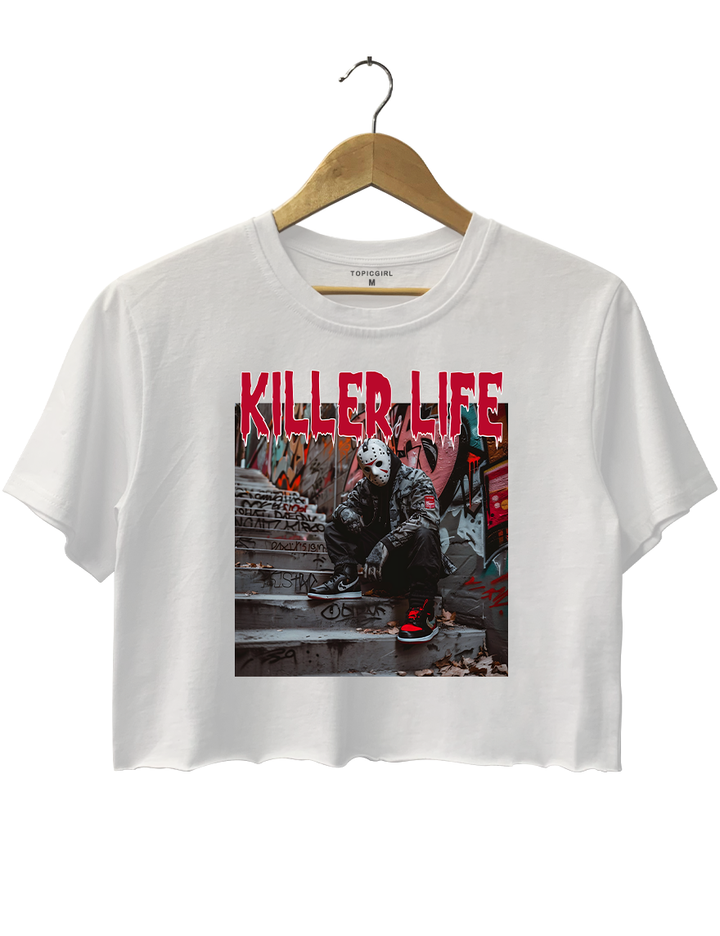 Jason Voorhees Killer Life Halloween Crop Top