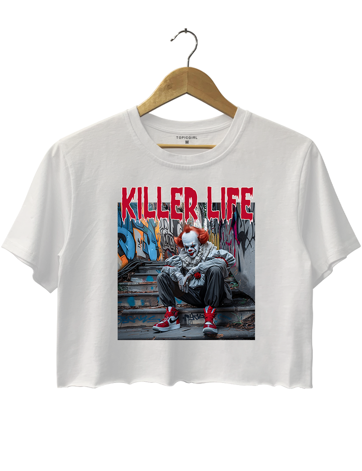 Scary Clown Killer Life Halloween Crop Top