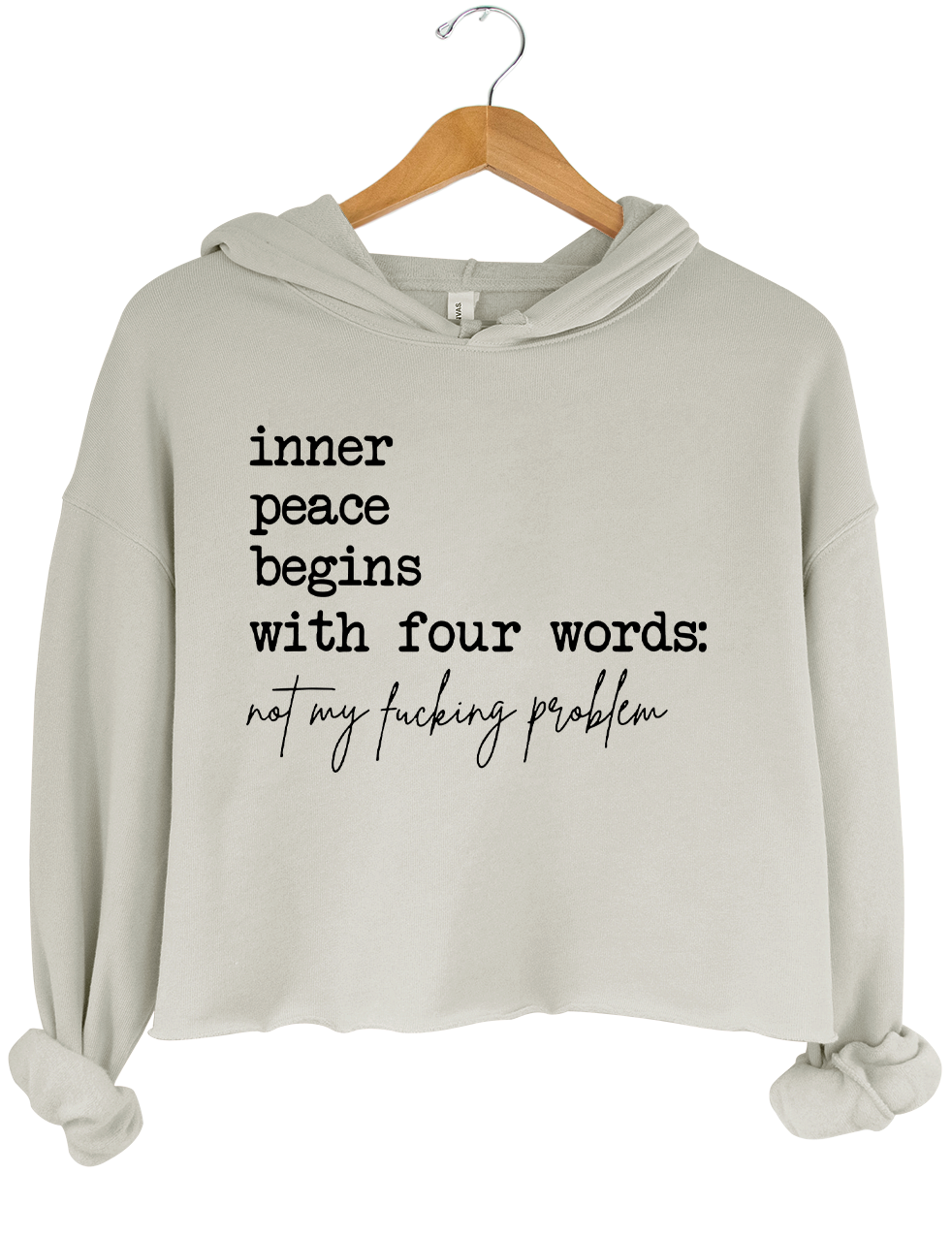 Inner Peace Begins With Four Words Crop Sweatshirt