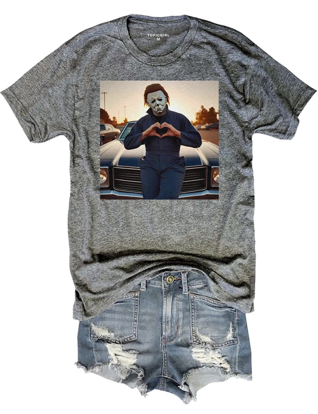 Michael Myers Halloween Heart Hands Crop Top