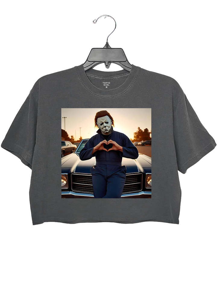 Michael Myers Halloween Heart Hands Crop Top