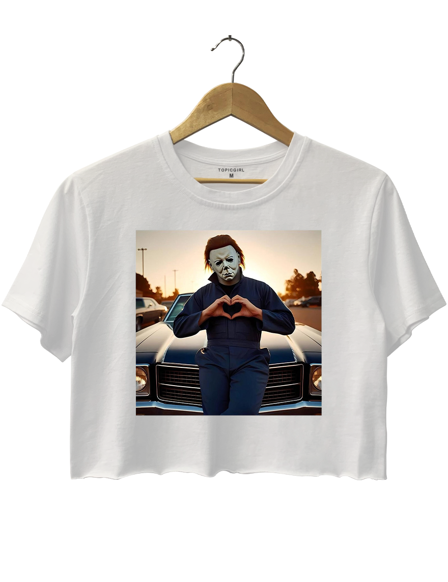 Michael Myers Halloween Heart Hands Crop Top