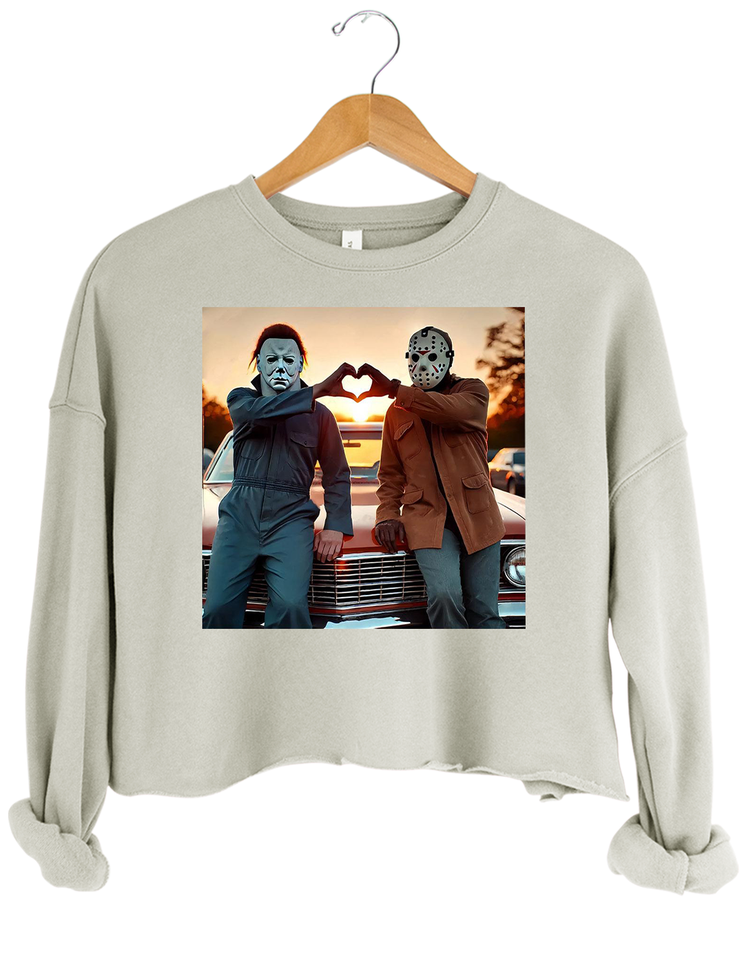 Jason and Michael Halloween Heart Hands Crop Top