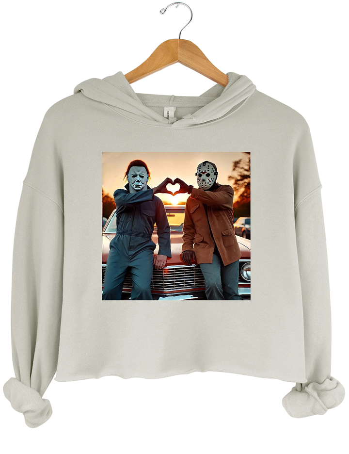 Jason and Michael Halloween Heart Hands Crop Top