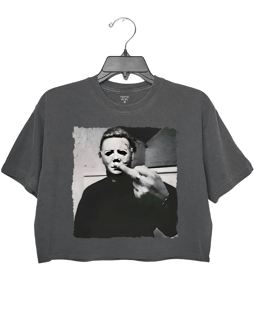 Michael Myers Middle Finger Crop Top